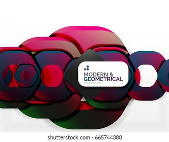 Geometric abstract background, cut chain shapes or hexagons on white. Vector illustration