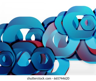 Geometric abstract background, cut chain shapes or hexagons on white. Vector illustration