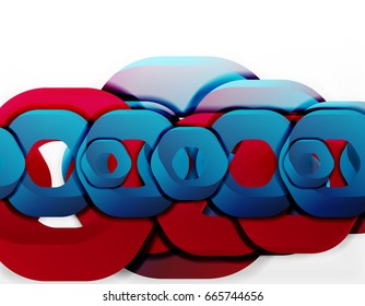 Geometric abstract background, cut chain shapes or hexagons on white. Vector illustration