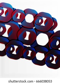 Geometric abstract background, cut chain shapes or hexagons on white. Vector illustration