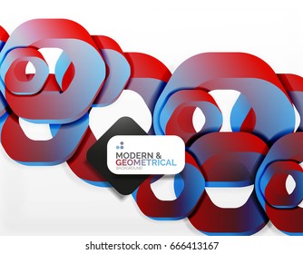 Geometric abstract background, cut chain shapes or hexagons on white. Vector illustration