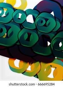 Geometric abstract background, cut chain shapes or hexagons on white. Vector illustration
