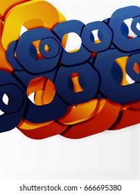 Geometric abstract background, cut chain shapes or hexagons on white. Vector illustration