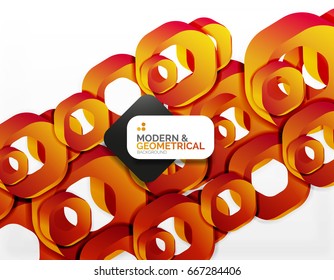 Geometric abstract background, cut chain shapes or hexagons on white. Vector illustration
