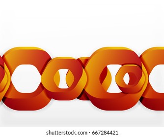 Geometric abstract background, cut chain shapes or hexagons on white. Vector illustration