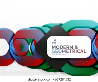Geometric abstract background, cut chain shapes or hexagons on white. Vector illustration