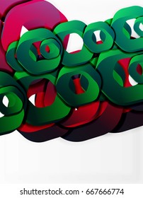 Geometric abstract background, cut chain shapes or hexagons on white. Vector illustration