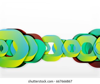 Geometric abstract background, cut chain shapes or hexagons on white. Vector illustration