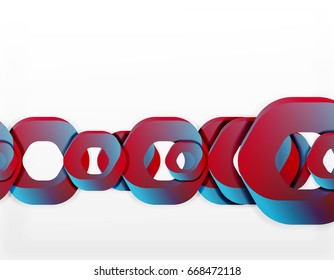 Geometric abstract background, cut chain shapes or hexagons on white. Vector illustration