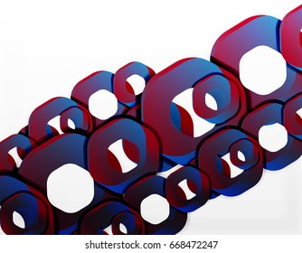 Fondo geométrico abstracto, formas de cadena de corte o hexágonos en blanco. Ilustración del vector