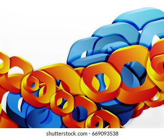Geometric abstract background, cut chain shapes or hexagons on white. Vector illustration
