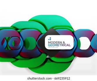 Geometric abstract background, cut chain shapes or hexagons on white. Vector illustration