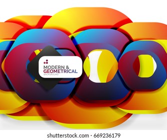 Geometric abstract background, cut chain shapes or hexagons on white. Vector illustration