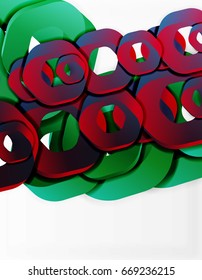 Geometric abstract background, cut chain shapes or hexagons on white. Vector illustration