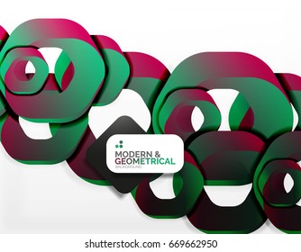 Geometric abstract background, cut chain shapes or hexagons on white. Vector illustration