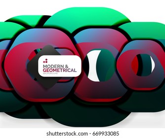 Geometric abstract background, cut chain shapes or hexagons on white. Vector illustration