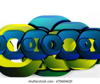 Geometric abstract background, cut chain shapes or hexagons on white. Vector illustration