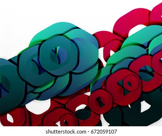 Geometric abstract background, cut chain shapes or hexagons on white. Vector illustration