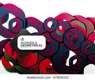 Geometric abstract background, cut chain shapes or hexagons on white. Vector illustration