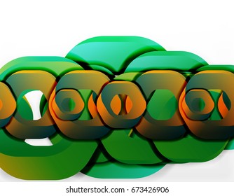 Geometric abstract background, cut chain shapes or hexagons on white. Vector illustration