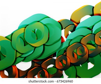 Geometric abstract background, cut chain shapes or hexagons on white. Vector illustration
