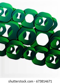 Geometric abstract background, cut chain shapes or hexagons on white. Vector illustration