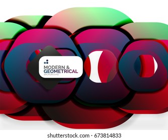 Geometric abstract background, cut chain shapes or hexagons on white. Vector illustration