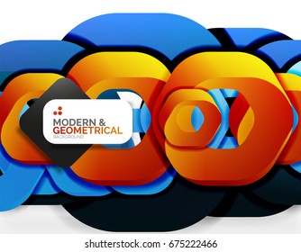 Geometric abstract background, cut chain shapes or hexagons on white. Vector illustration