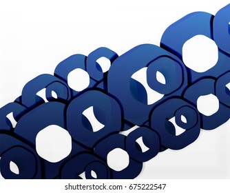 Geometric abstract background, cut chain shapes or hexagons on white. Vector illustration
