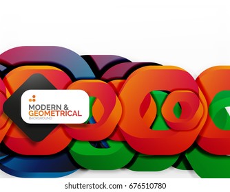 Geometric abstract background, cut chain shapes or hexagons on white. Vector illustration