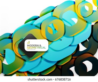 Fondo geométrico abstracto, formas de cadena de corte o hexágonos en blanco. Ilustración del vector