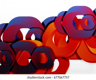 Geometric abstract background, cut chain shapes or hexagons on white. Vector illustration