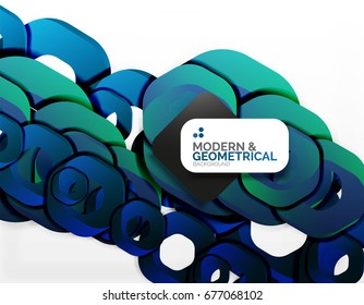 Geometrischer abstrakter Hintergrund, Schnittkettenformen oder Hexagons auf Weiß. Vektorgrafik