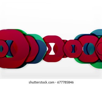 Geometric abstract background, cut chain shapes or hexagons on white. Vector illustration