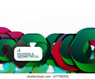 Geometric abstract background, cut chain shapes or hexagons on white. Vector illustration