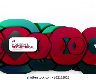 Geometric abstract background, cut chain shapes or hexagons on white. Vector illustration