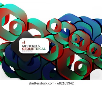 Fondo geométrico abstracto, formas de cadena de corte o hexágonos en blanco. Ilustración del vector
