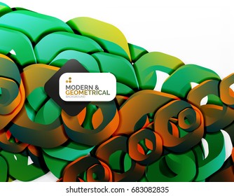 Geometric abstract background, cut chain shapes or hexagons on white. Vector illustration