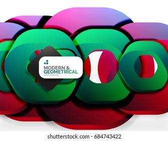 Geometric abstract background, cut chain shapes or hexagons on white. Vector illustration