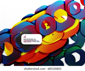 Geometric abstract background, cut chain shapes or hexagons on white. Vector illustration