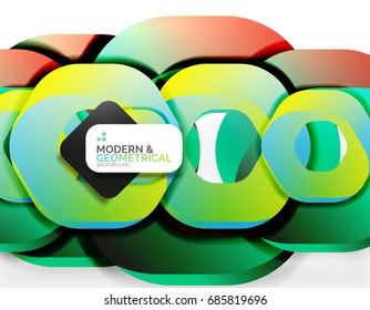 Geometric abstract background, cut chain shapes or hexagons on white. Vector illustration