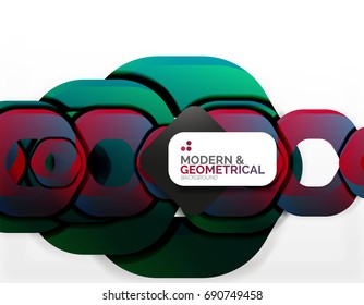 Geometric abstract background, cut chain shapes or hexagons on white. Vector illustration