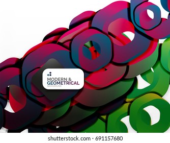 Geometric abstract background, cut chain shapes or hexagons on white. Vector illustration
