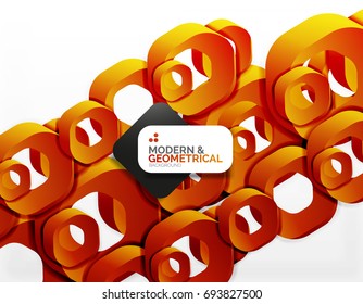 Geometric abstract background, cut chain shapes or hexagons on white. Vector illustration