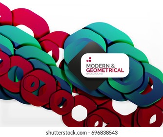 Geometric abstract background, cut chain shapes or hexagons on white. Vector illustration