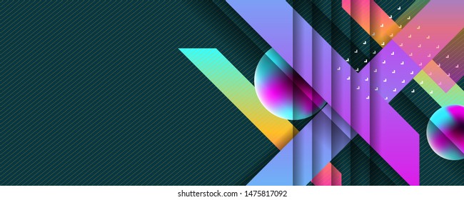 Geometric abstract background dark banner with a trend gradient business template design modern minimalistic