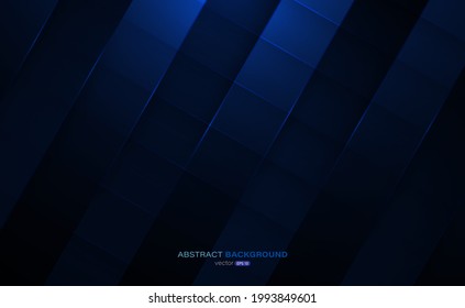 Geometric abstract background. Dark blue sliced surface. Vector illustration
