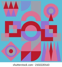 Geometric Abstract Background Design With Cherish and Pink Color Palette. Suitable for template, banner, covers, wallpaper and wall decoration, web design, cards, poster, etc.