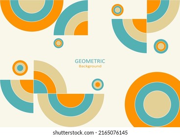 Geometric abstract background. Design elements with circle and semi-circle shapes. Copy space for text. Vector Illustration.