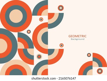 Geometric abstract background. Design elements with circle and semi-circle shapes. Copy space for text. Vector Illustration.